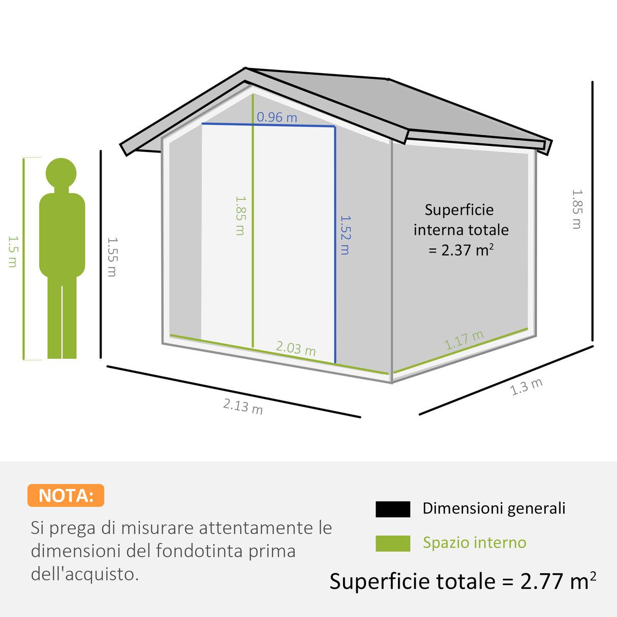 easycomfort casetta da giardino porta utensili in lamiera con porte scorrevoli 213x130x185cm grigio scuro