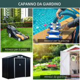 easycomfort casetta da giardino porta utensili in lamiera con porte scorrevoli 213x130x185cm grigio scuro