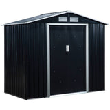 easycomfort casetta da giardino porta utensili in lamiera con porte scorrevoli 213x130x185cm grigio scuro