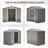 easycomfort cabina casetta da giardino porta utensili in lamiera di ferro grigio 213x127x185cm