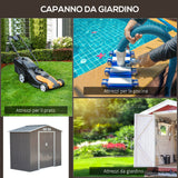 easycomfort cabina casetta da giardino porta utensili in lamiera di ferro grigio 213x127x185cm
