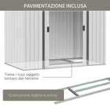 easycomfort casetta porta utensili in acciaio capanno da giardino con porte scorrevoli 213x130x185 cm bianco