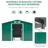 easycomfort casetta porta attrezzi capanno da giardino in acciaio zincato verde 277 x 191 x 192 cm