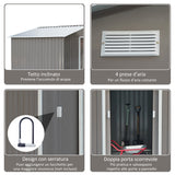 easycomfort casetta porta attrezzi capanno da giardino in acciaio zincato grigio 277 x 191 x 192 cm
