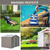 easycomfort casetta porta attrezzi capanno da giardino in acciaio zincato grigio 277 x 191 x 192 cm