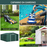easycomfort casetta da giardino con 2 porte scorrevoli e 4 prese d aria in acciaio e pp 340x386x200cm verde