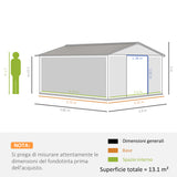 easycomfort easycomfort casetta da giardino con porte scorrevoli e tetto inclinato in acciaio e pp 340x386x200 cm grigio