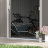 easycomfort easycomfort casetta da giardino con porte scorrevoli e tetto inclinato in acciaio e pp 340x386x200 cm grigio