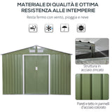 easycomfort casetta da giardino con 2 porte scorrevoli e 4 prese d aria in acciaio e pp 277x195x192cm verde chiaro