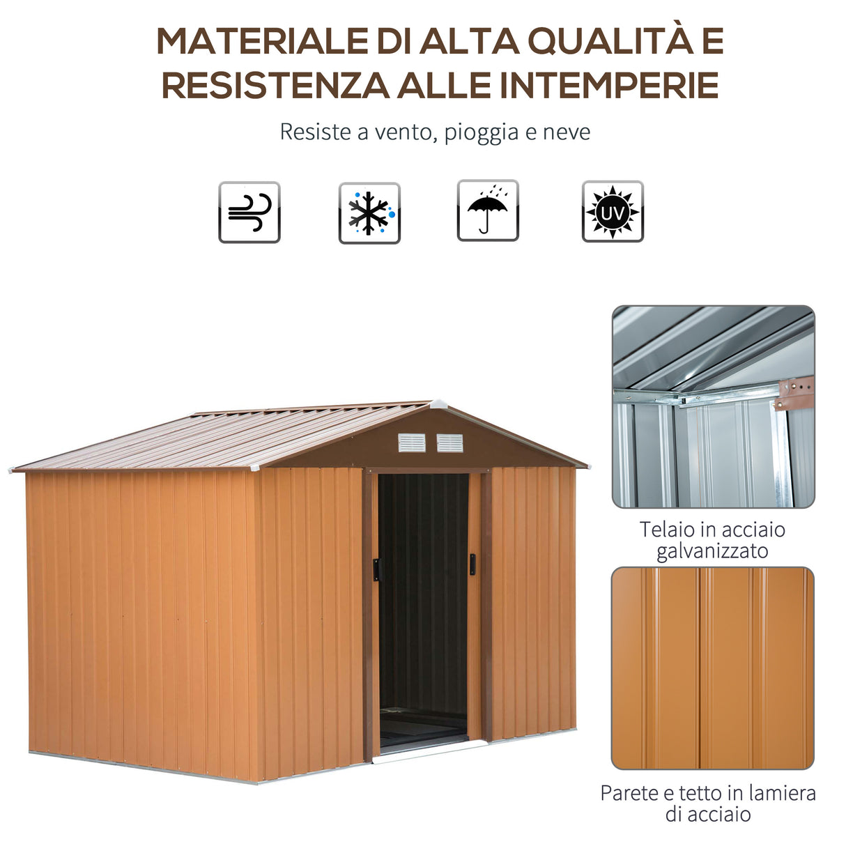 easycomfort casetta porta attrezzi capanno da giardino porta utensili in lamiera gialla