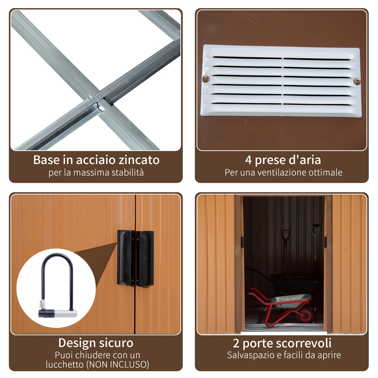 easycomfort casetta porta attrezzi capanno da giardino porta utensili in lamiera gialla