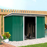 easycomfort easycomfort casetta da giardino porta utensili in lamiera di acciaio con porte scorrevoli 280x130x172cm verde scuro