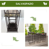 easycomfort easycomfort set 3 pezzi piedistallo porta piante in ferro battuto marrone