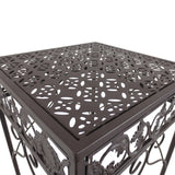 easycomfort easycomfort set 3 pezzi piedistallo porta piante in ferro battuto marrone