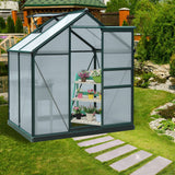 easycomfort serra da giardino in policarbonato anti uv con finestra e porta scorrevole 190x132x201cm