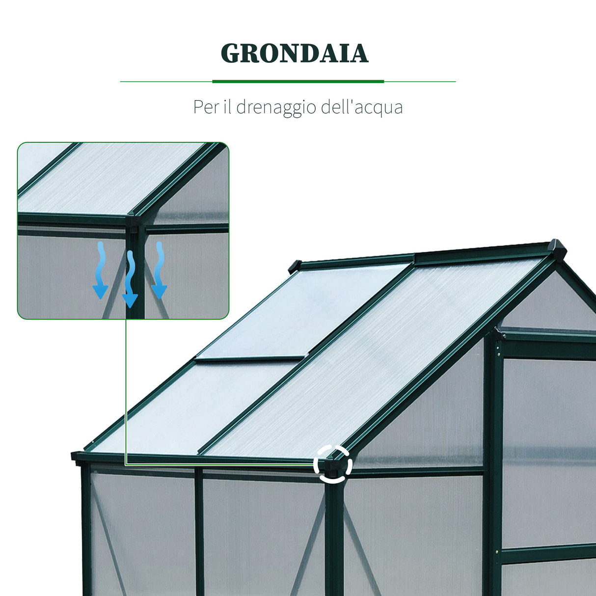 easycomfort serra da giardino in policarbonato anti uv con finestra e porta scorrevole 190x132x201cm