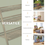 easycomfort easycomfort scaletta fioriera portavasi da giardino a 3 ripiani in legno di abete 100x37x93cm