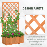 easycomfort easycomfort fioriera da esterno in legno con spalliera a griglia per rampicanti