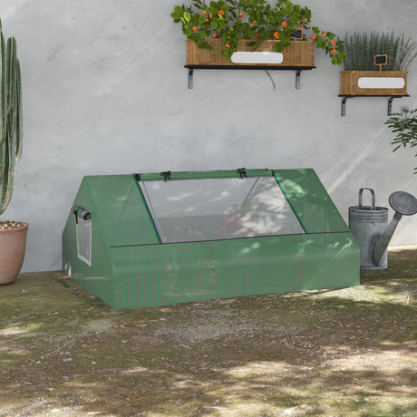 easycomfort serra da giardino in acciaio con rivestimento in pe porte avvolgibili e finestre 180x140x80cm verde