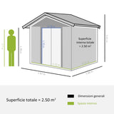 easycomfort casetta da giardino in acciaio e pp con prese d aria 197.5x160x178 201cm marrone