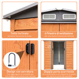 easycomfort casetta da giardino in acciaio e pp con prese d aria 197.5x160x178 201cm marrone