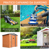 easycomfort casetta da giardino in acciaio e pp con prese d aria 197.5x160x178 201cm marrone