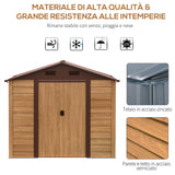 easycomfort casetta da giardino porta attrezzi con porte scorrevoli e pareti effetto legno 152x235.7x208.7cm