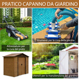 easycomfort casetta da giardino porta attrezzi con porte scorrevoli e pareti effetto legno 152x235.7x208.7cm