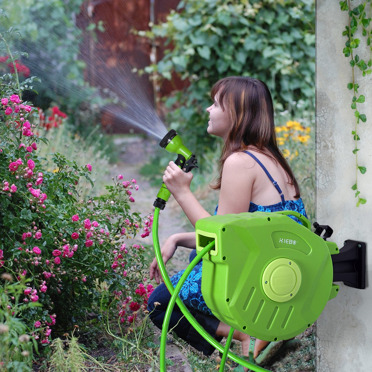 easycomfort easycomfort rullo avvolgitubo riavvolgimento automatico con ugello multifunzionale giardino 20 metri