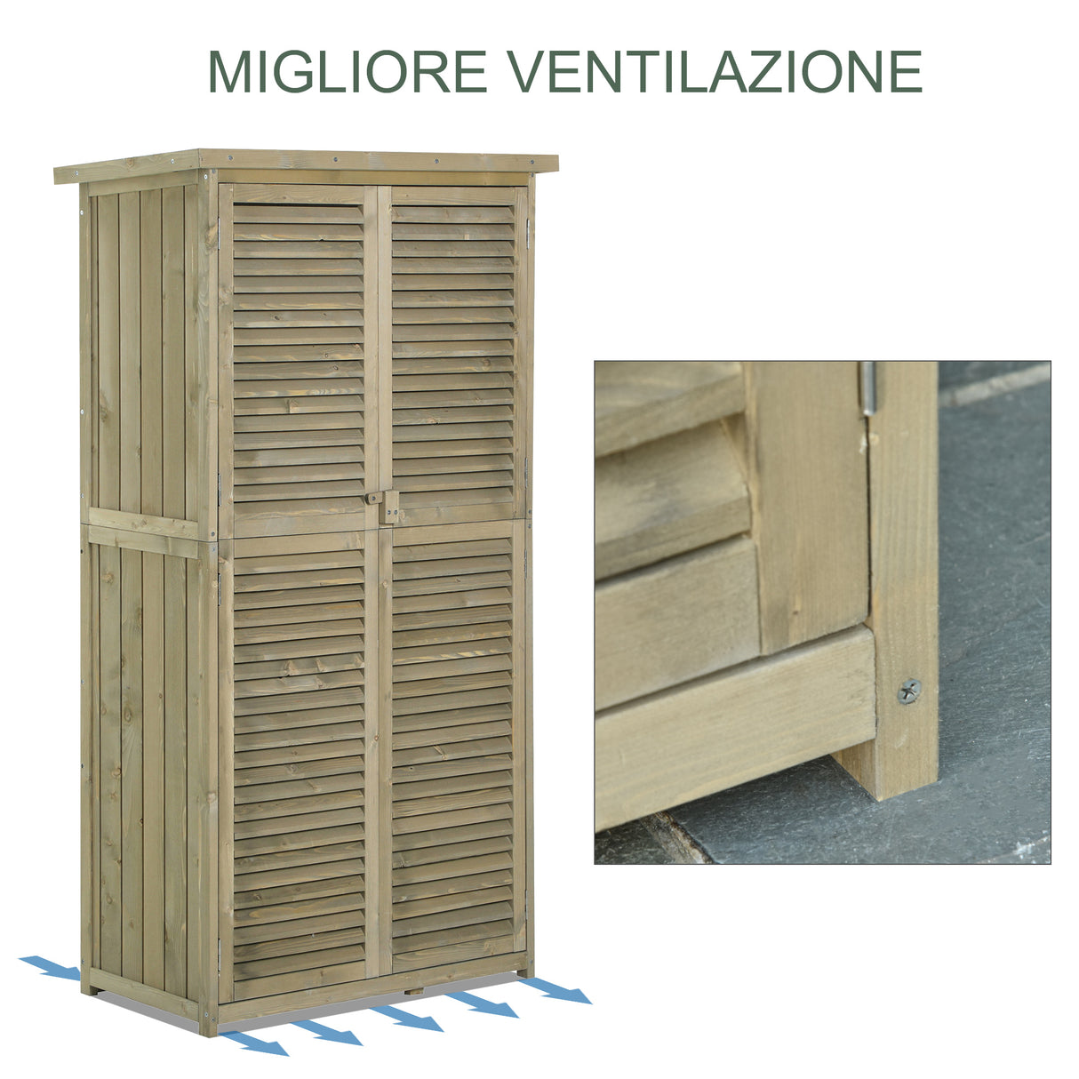 easycomfort easycomfort capanno per utensili da giardino con 4 scompartimenti in legno di abete impermeabile