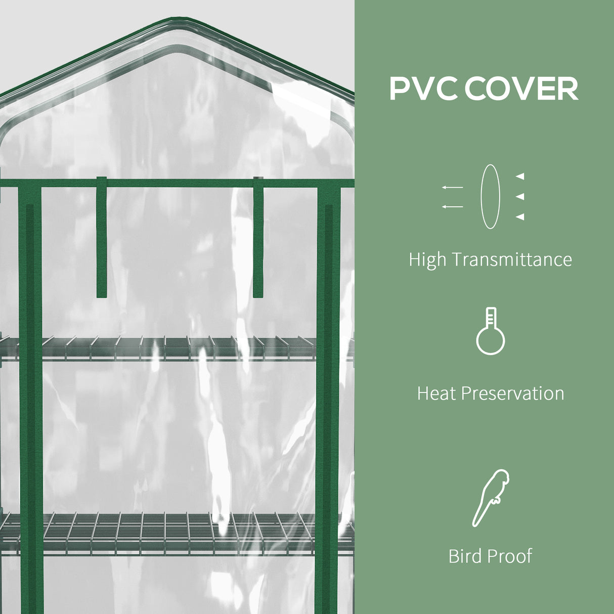 easycomfort serra per piante verticale con scaffale a 4 ripiani in acciaio e pvc bianco 69x50x165cm