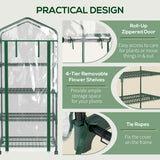 easycomfort serra per piante verticale con scaffale a 4 ripiani in acciaio e pvc bianco 69x50x165cm