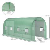 easycomfort easycomfort serra a tunnel da giardino struttura in acciaio con 8 finestre verde 500x200x210cm
