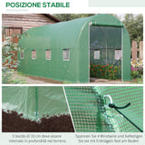 easycomfort easycomfort serra a tunnel da giardino struttura in acciaio con 8 finestre verde 500x200x210cm