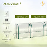 easycomfort serra a tunnel in acciaio e pvc impermeabile e anti uv con 4 porte a cerniera 395x100x80 cm