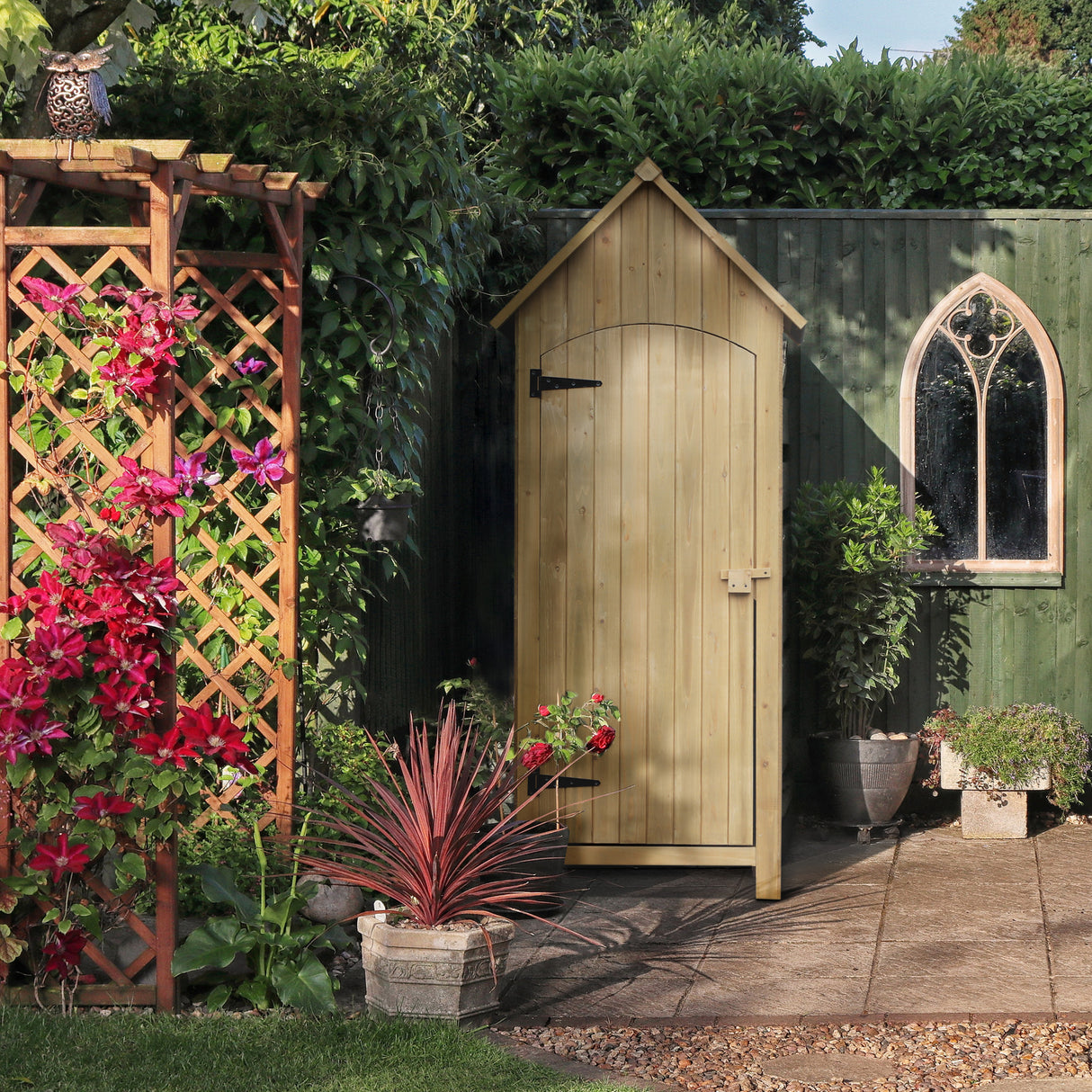 easycomfort easycomfort casetta porta attrezzi da giardino in legno impermeabile con porte e mensole