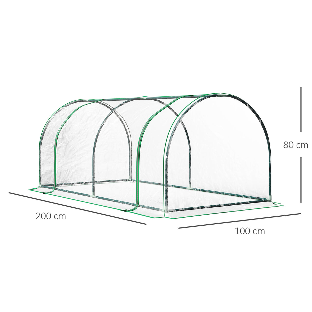 easycomfort serra da giardino a tunnel in acciaio e con copertura in pvc 200x100x80 cm trasparente e verde