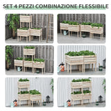 easycomfort letto per orto rialzato con 4 vasi portapiante da 50x30x60cm fioriera da esterno in legno colore naturale