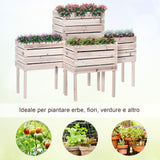 easycomfort letto per orto rialzato con 4 vasi portapiante da 50x30x60cm fioriera da esterno in legno colore naturale