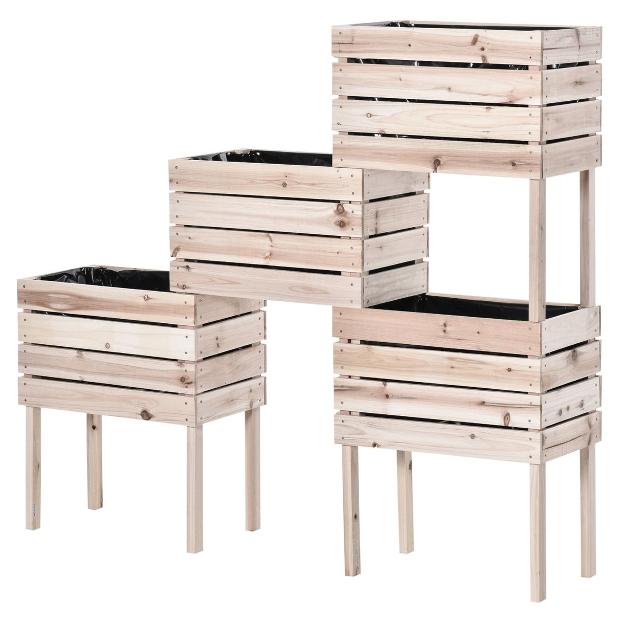 easycomfort letto per orto rialzato con 4 vasi portapiante da 50x30x60cm fioriera da esterno in legno colore naturale
