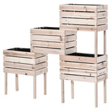 easycomfort letto per orto rialzato con 4 vasi portapiante da 50x30x60cm fioriera da esterno in legno colore naturale
