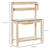easycomfort banco da lavoro per giardinaggio in legno naturale con vaschetta integrata mensole e ganci 100x40x140cm