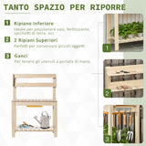 easycomfort banco da lavoro per giardinaggio in legno naturale con vaschetta integrata mensole e ganci 100x40x140cm