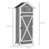 easycomfort casetta da giardino porta attrezzi in abete con ripiano rimovibile e tavolo da lavoro 78x52.5x182 cm grigia