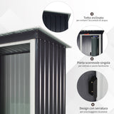 easycomfort easycomfort casetta porta attrezzi 1 porta scorrevole tetto inclinato acciaio nero