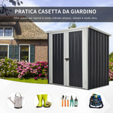 easycomfort casetta da giardino in lamiera di acciaio con doppia porta 147x86x134cm nero e bianco