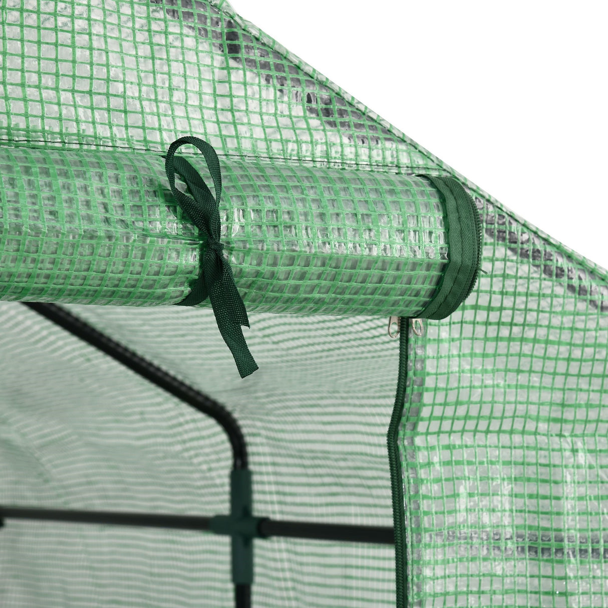 easycomfort serra da giardino con scaffali copertura in pe e porta avvolgibile 143x138x190 cm verde