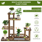 easycomfort scaffale porta piante asimmetrico a 6 livelli per giardino e casa in legno 98x28x96.5cm