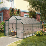 easycomfort serra da giardino in policarbonato metallo e alluminio anti uv e antivento 244x500x216cm verde