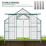 easycomfort serra da giardino in policarbonato metallo e alluminio anti uv e antivento 244x500x216cm verde
